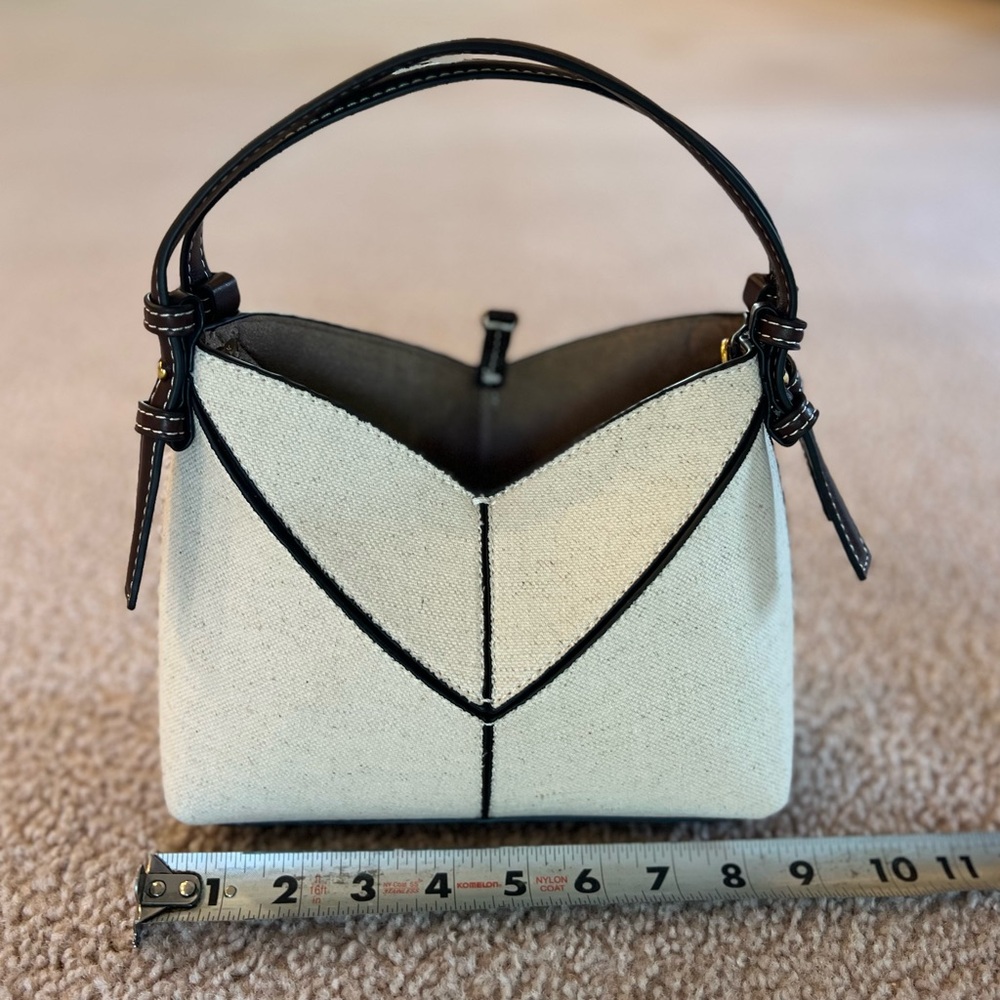Mini Seam Detail Bucket Bag / Puzzle Bag in Linen - Picture 8 of 8